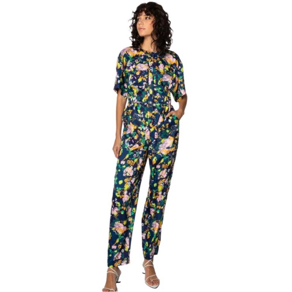 Tanya Taylor Jenni Floral Jumpsuit in Blue: Size 6